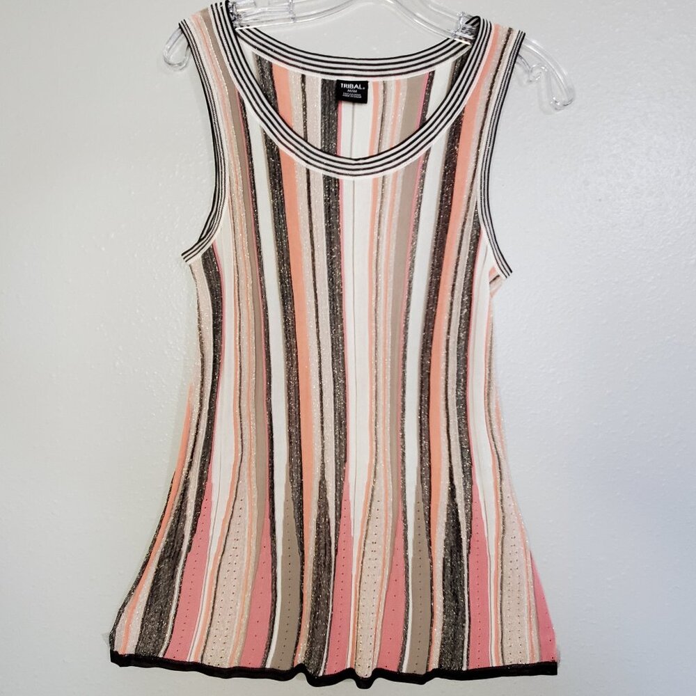 Tribal Sleeveless Striped Top Women's Medium